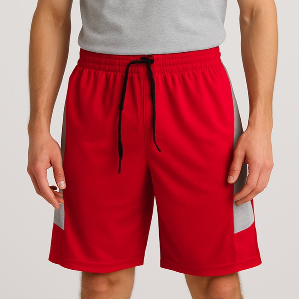 Men's 100% Polyester Basketball Shorts Sports Shorts Elastic Waist - Red